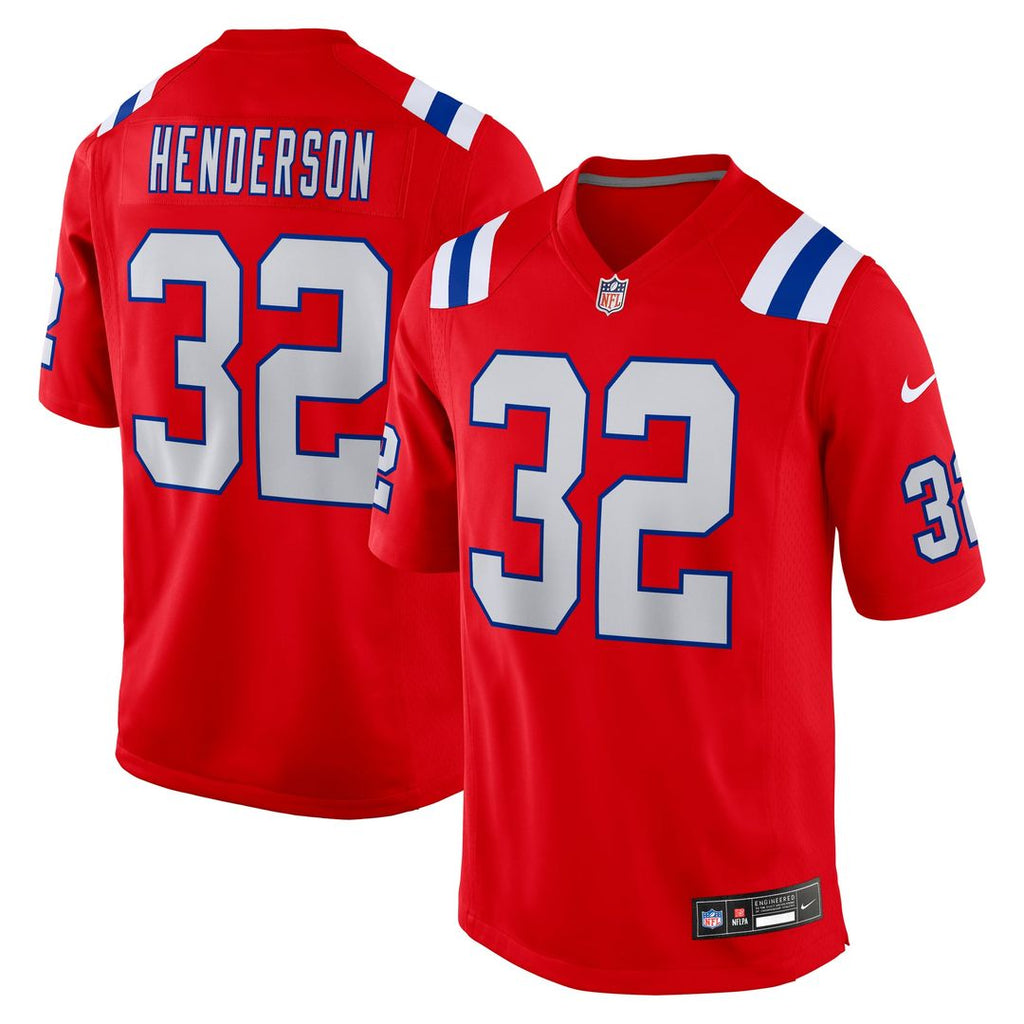 New England Patriots TreVeyon Henderson Nike Red Alternate Game Player Jersey product image 1, provided for visual reference