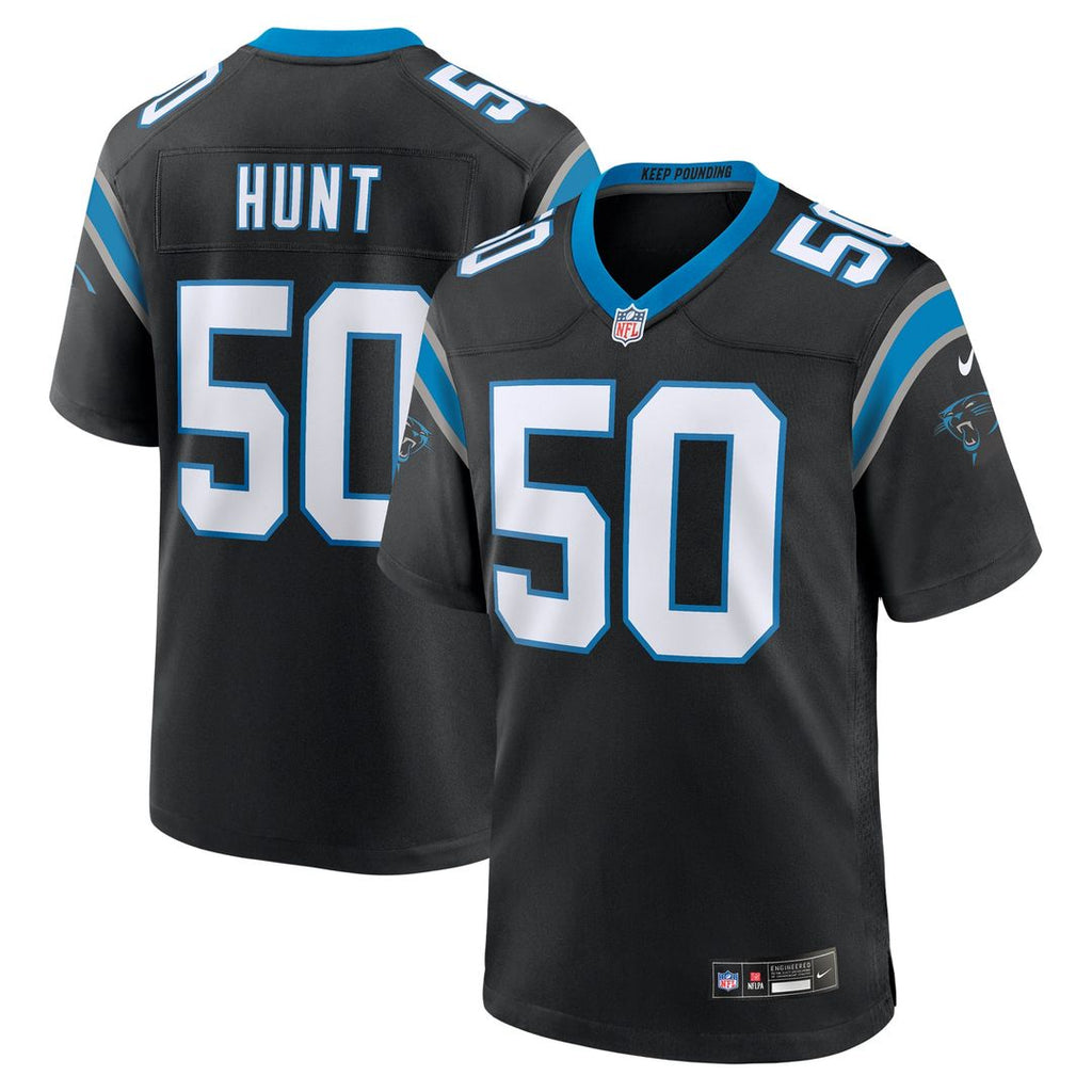 Carolina Panthers Robert Hunt Nike Black Game Jersey product image 1, provided for visual reference and product detail review