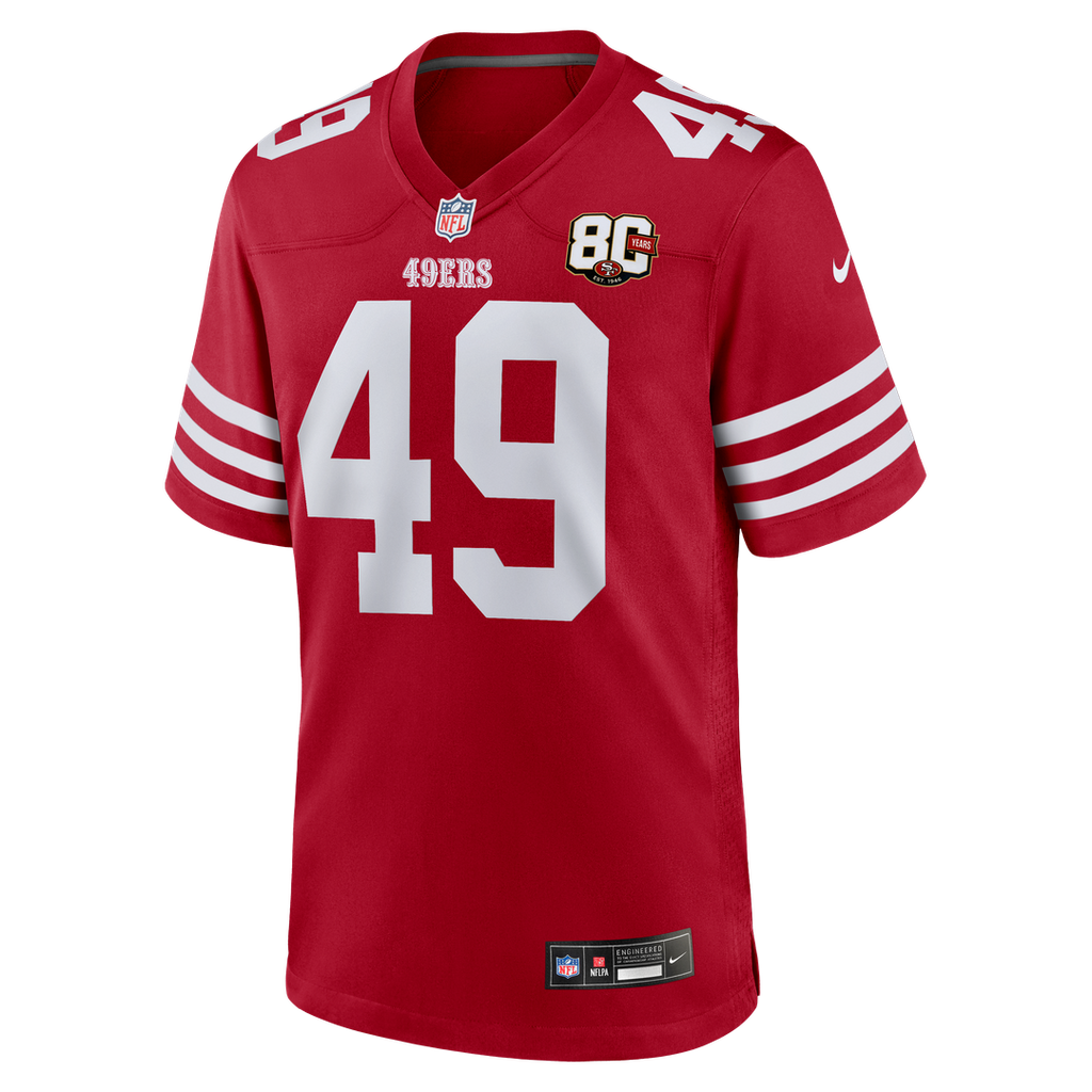 San Francisco 49ers The Faithful Nike Scarlet 80th Anniversary Game Jersey product image 10, provided for visual reference