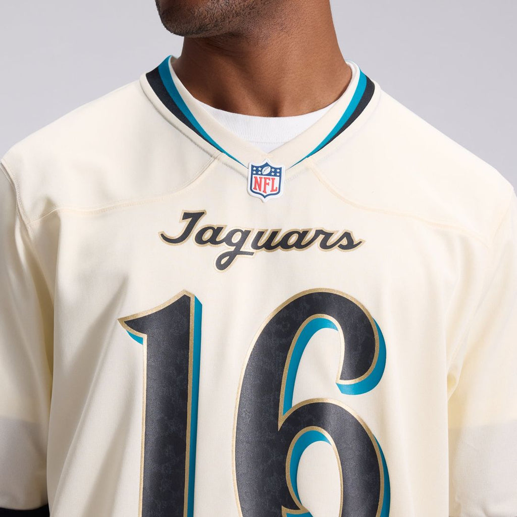 Jacksonville Jaguars Trevor Lawrence Nike Natural 2026 Rivalries Collection Game Jersey product image 8, provided for visual