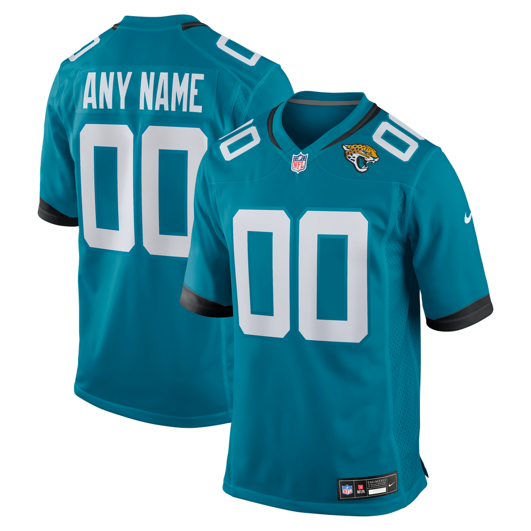 Jacksonville Jaguars Nike Teal Custom Game Jersey product image 1, provided for visual reference and product detail review