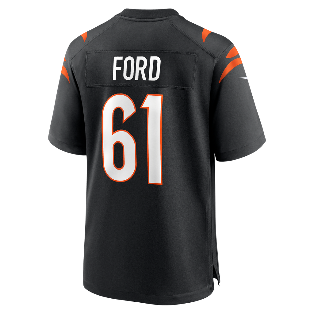 Cincinnati Bengals Cody Ford Nike Black Game Jersey product image 3, provided for visual reference and product detail review