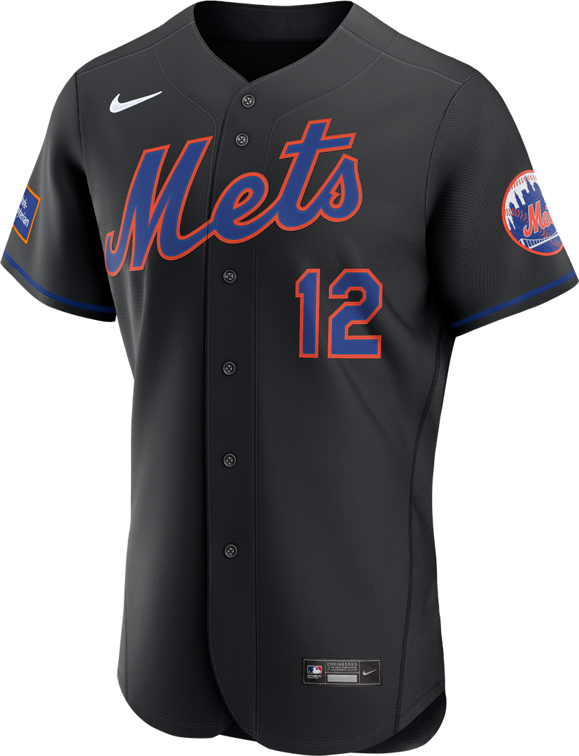 New York Mets Francisco Lindor Nike Black Alternate Authentic Sponsor Patch Jersey product image 2, provided for visual