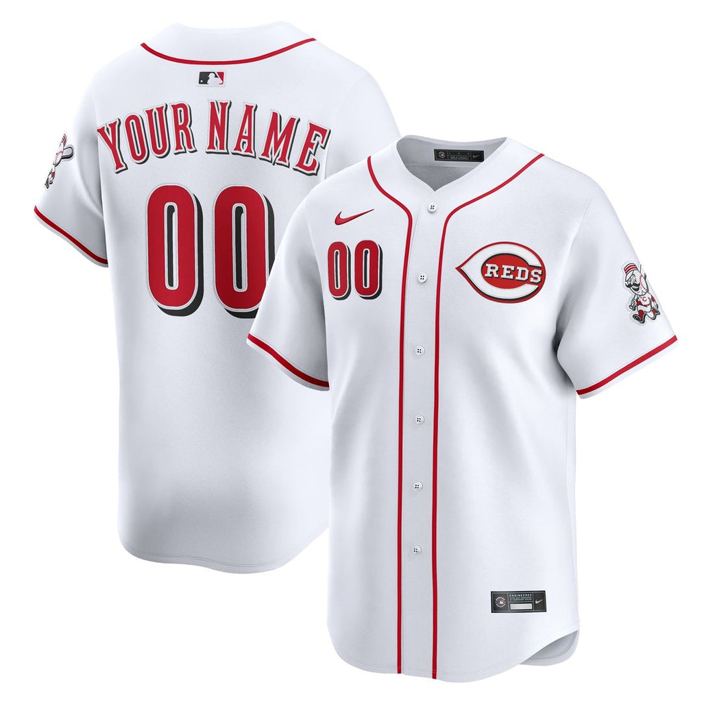 Cincinnati Reds Nike White Home Limited Custom Jersey product image 1, provided for visual reference and product detail