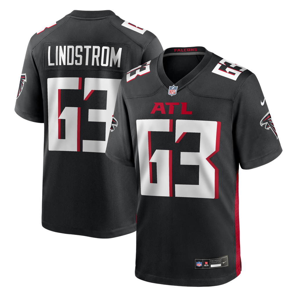 Atlanta Falcons Chris Lindstrom Nike Black Game Jersey product image 1, provided for visual reference and product detail