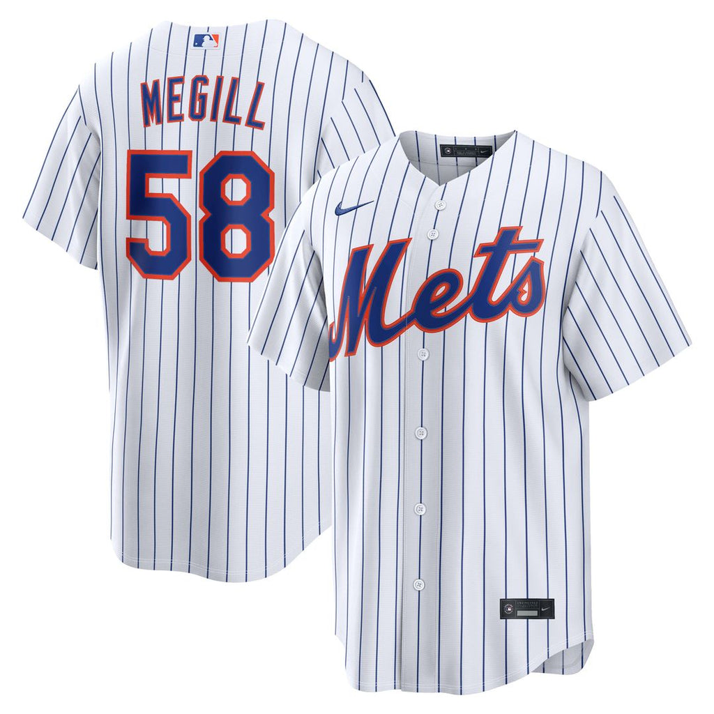 New York Mets Tylor Megill Nike White Home Replica Jersey product image 1, provided for visual reference and product detail