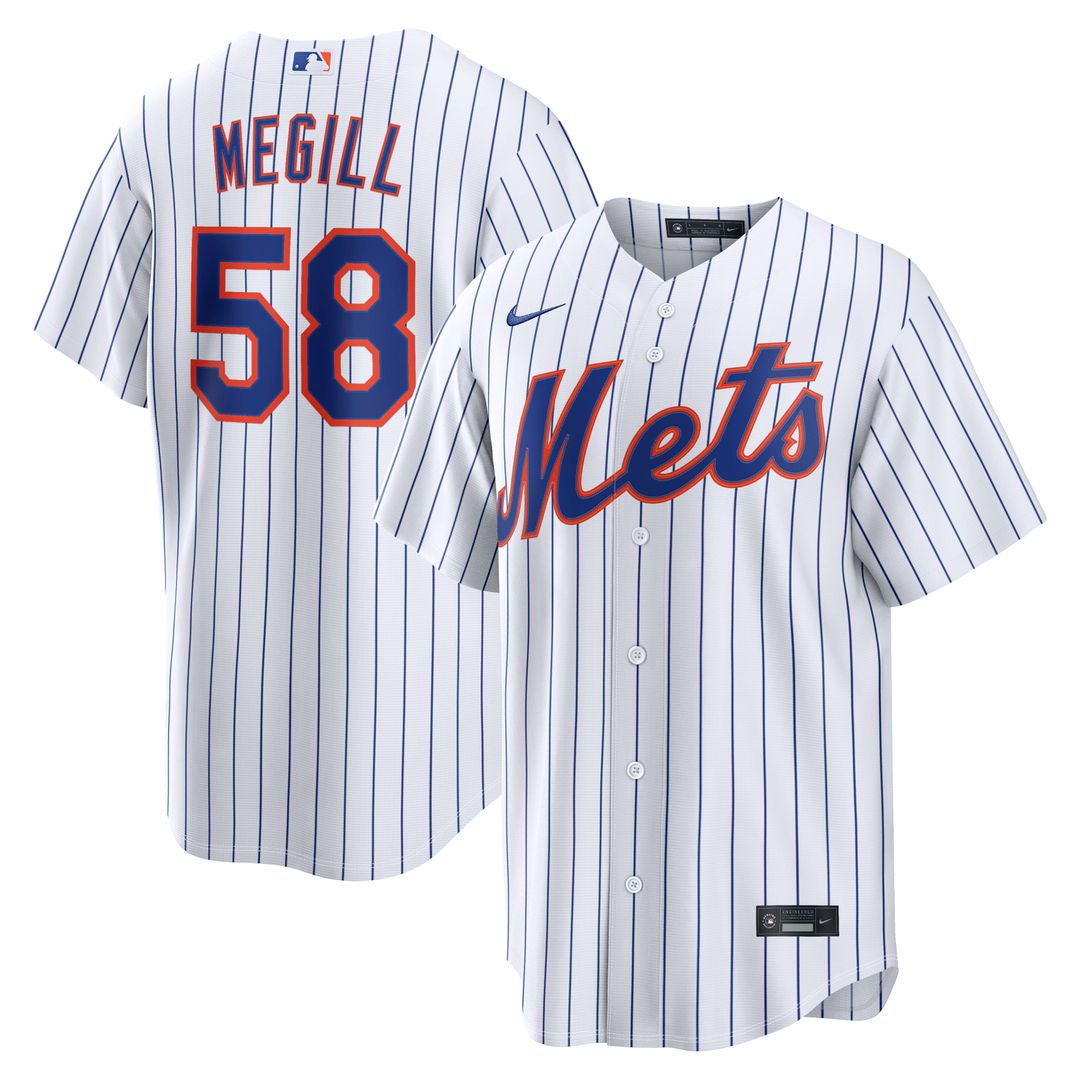 New York Mets Tylor Megill Nike White Home Replica Jersey product image 1, provided for visual reference and product detail