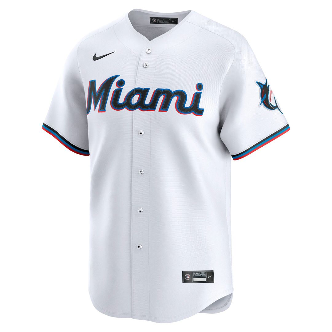 Miami Marlins Nike White Home Limited Jersey product image 5, provided for visual reference and product detail review