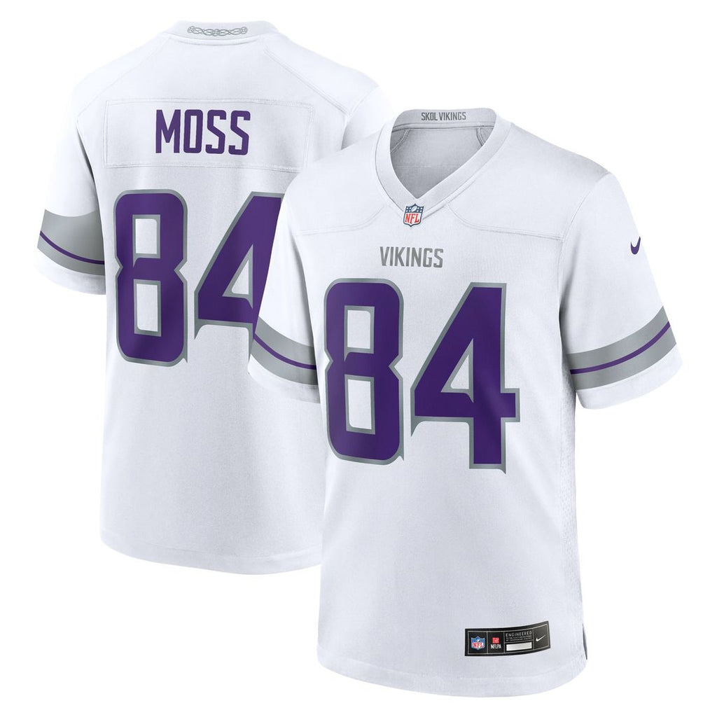 Minnesota Vikings Randy Moss Nike White Alternate Retired Player Game Jersey product image 4, provided for visual reference