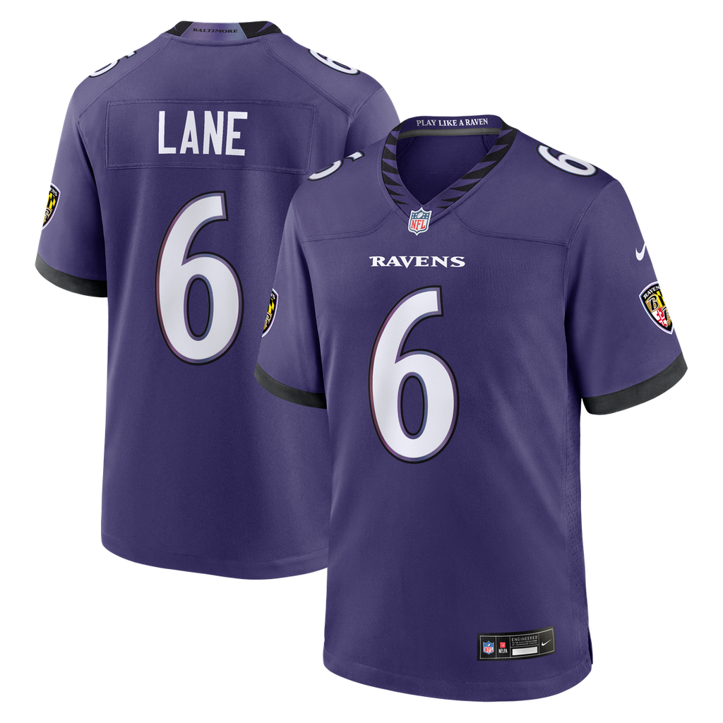 Baltimore Ravens Ja'Kobi Lane Nike Purple Team Game Jersey product image 1, provided for visual reference and product detail