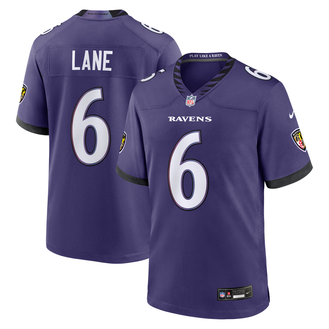 Baltimore Ravens Ja'Kobi Lane Nike Purple Team Game Jersey product image 1, provided for visual reference and product detail