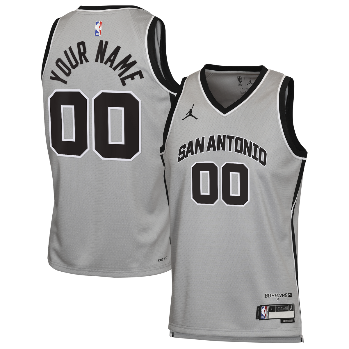 San Antonio Spurs Jordan Statement Jersey - Custom - Unisex product image 1, provided for visual reference and product