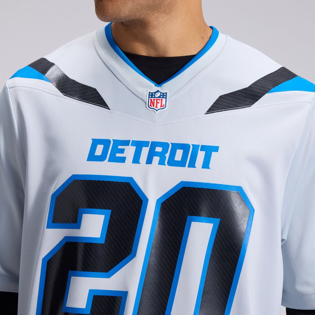 Detroit Lions Barry Sanders Nike Silver 2026 Rivalries Collection Game Jersey product image 8, provided for visual reference