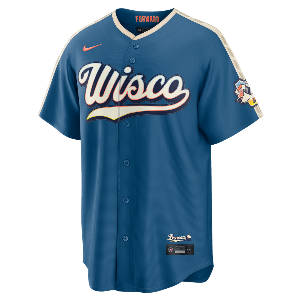 Milwaukee Brewers Nike Mineral Blue 2026 City Connect Stadium Jersey product image 2, provided for visual reference and