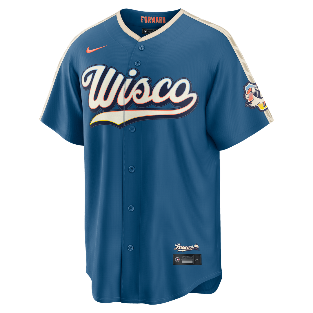 Milwaukee Brewers Nike Mineral Blue 2026 City Connect Stadium Jersey product image 2, provided for visual reference and