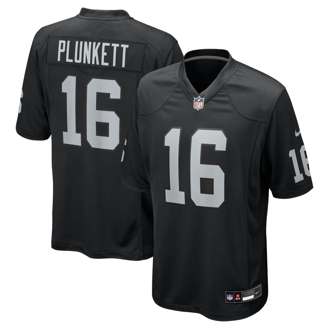 Las Vegas Raiders Jim Plunkett Nike Black Game Retired Player Jersey product image 1, provided for visual reference and