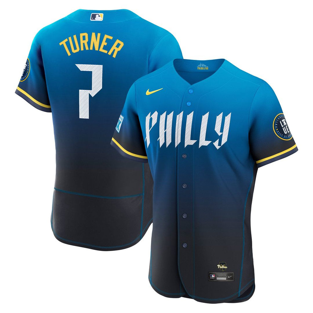 Philadelphia Phillies Trea Turner Nike Navy City Connect Authentic Sponsor Patch Jersey product image 1, provided for visual