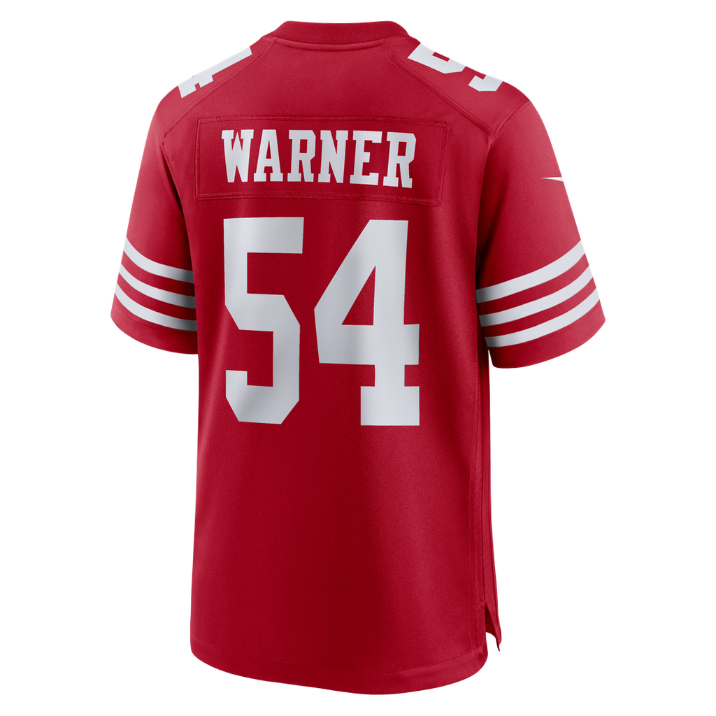 San Francisco 49ers Fred Warner Nike Scarlet 80th Anniversary Game Jersey product image 7, provided for visual reference and