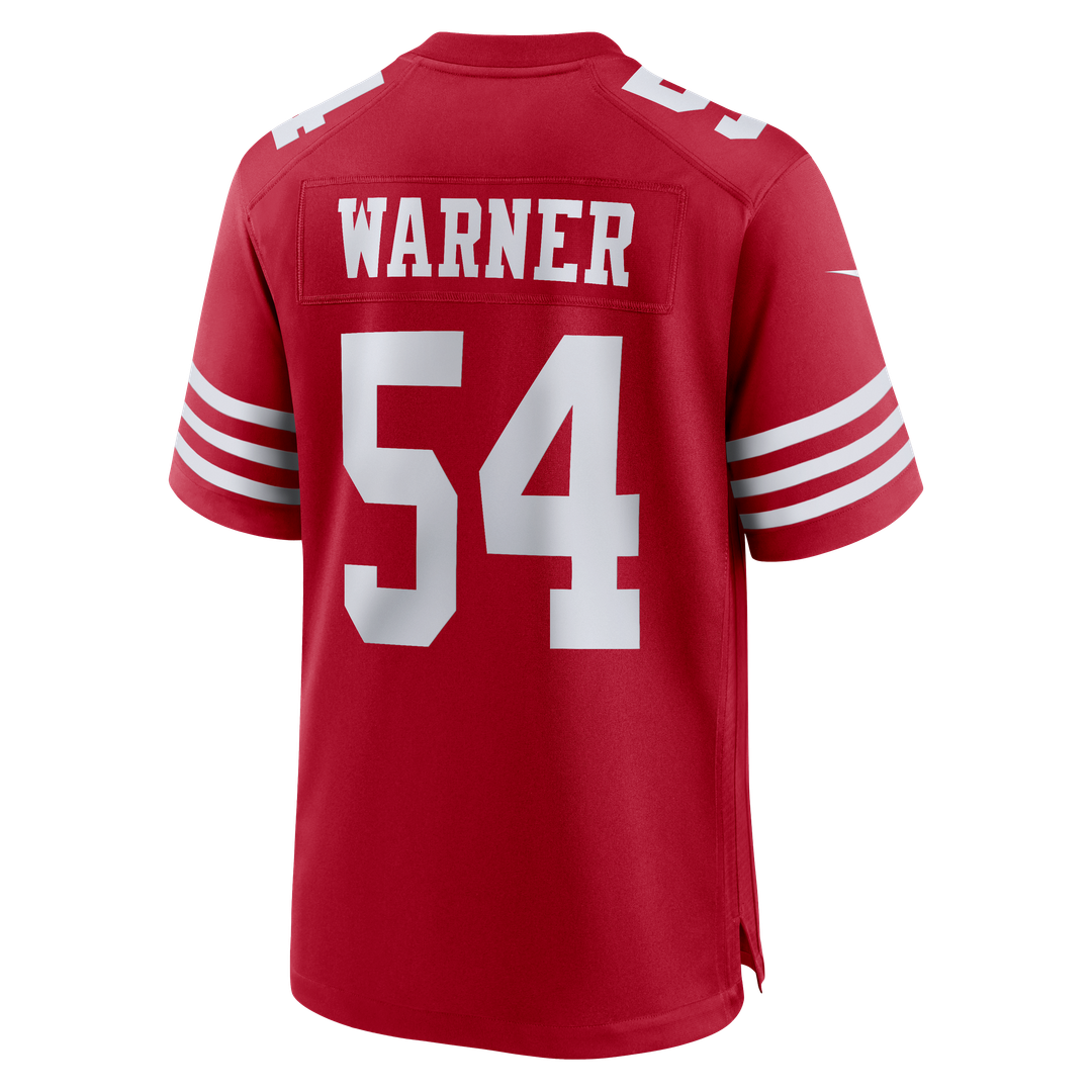 San Francisco 49ers Fred Warner Nike Scarlet 80th Anniversary Game Jersey product image 7, provided for visual reference and