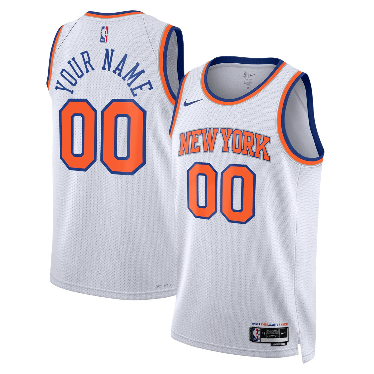 New York Knicks Nike Association Swingman Jersey - Custom - Unisex product image 1, provided for visual reference and