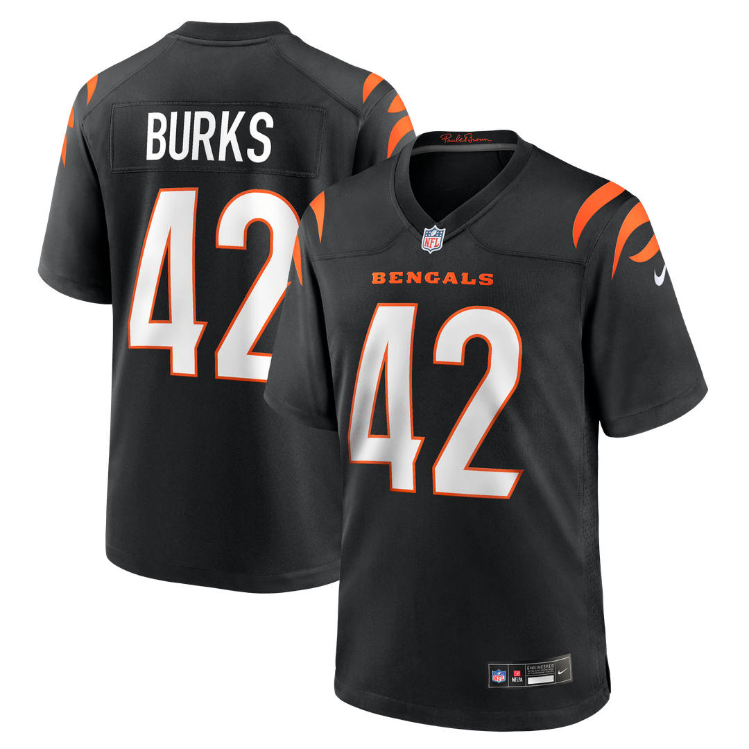 Cincinnati Bengals Oren Burks Nike Black Team Game Jersey product image 1, provided for visual reference and product detail