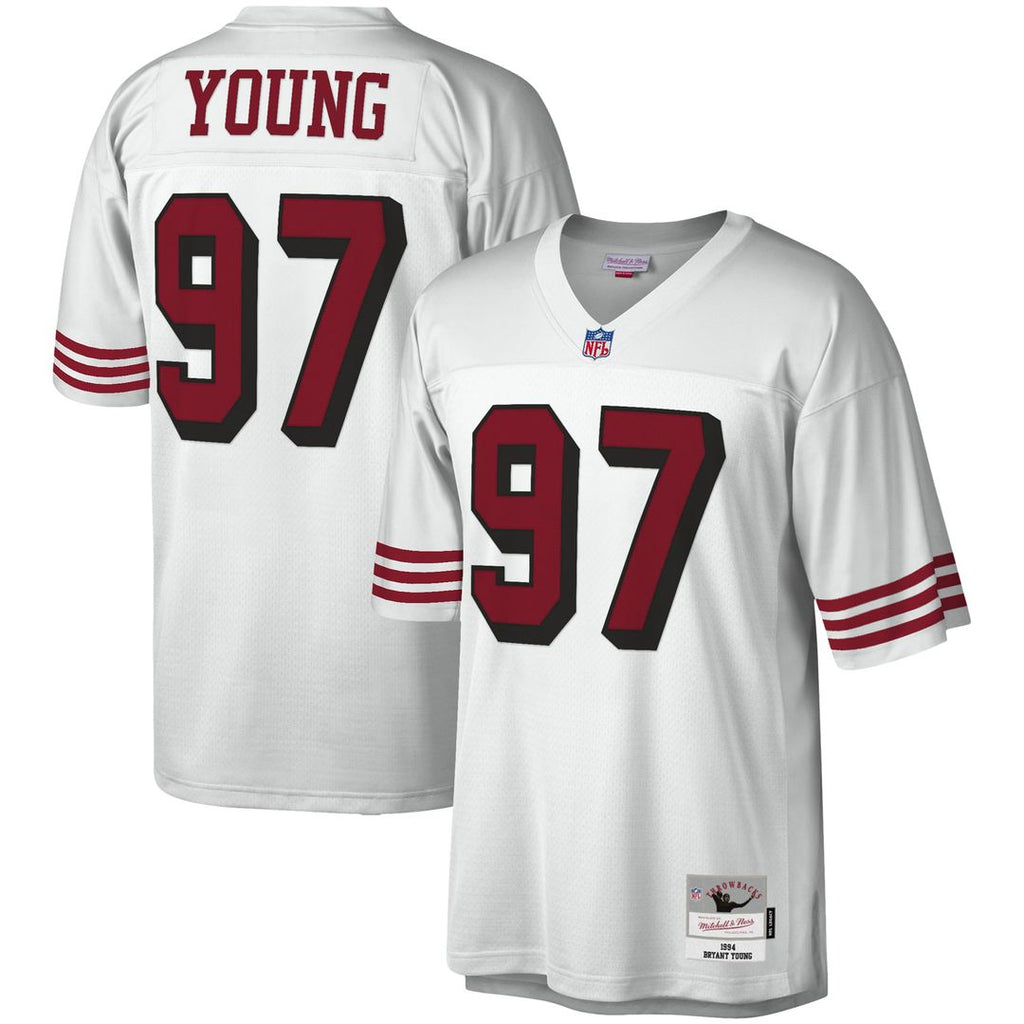 San Francisco 49ers Bryant Young Mitchell & Ness White Legacy Replica Jersey product image 1, provided for visual reference