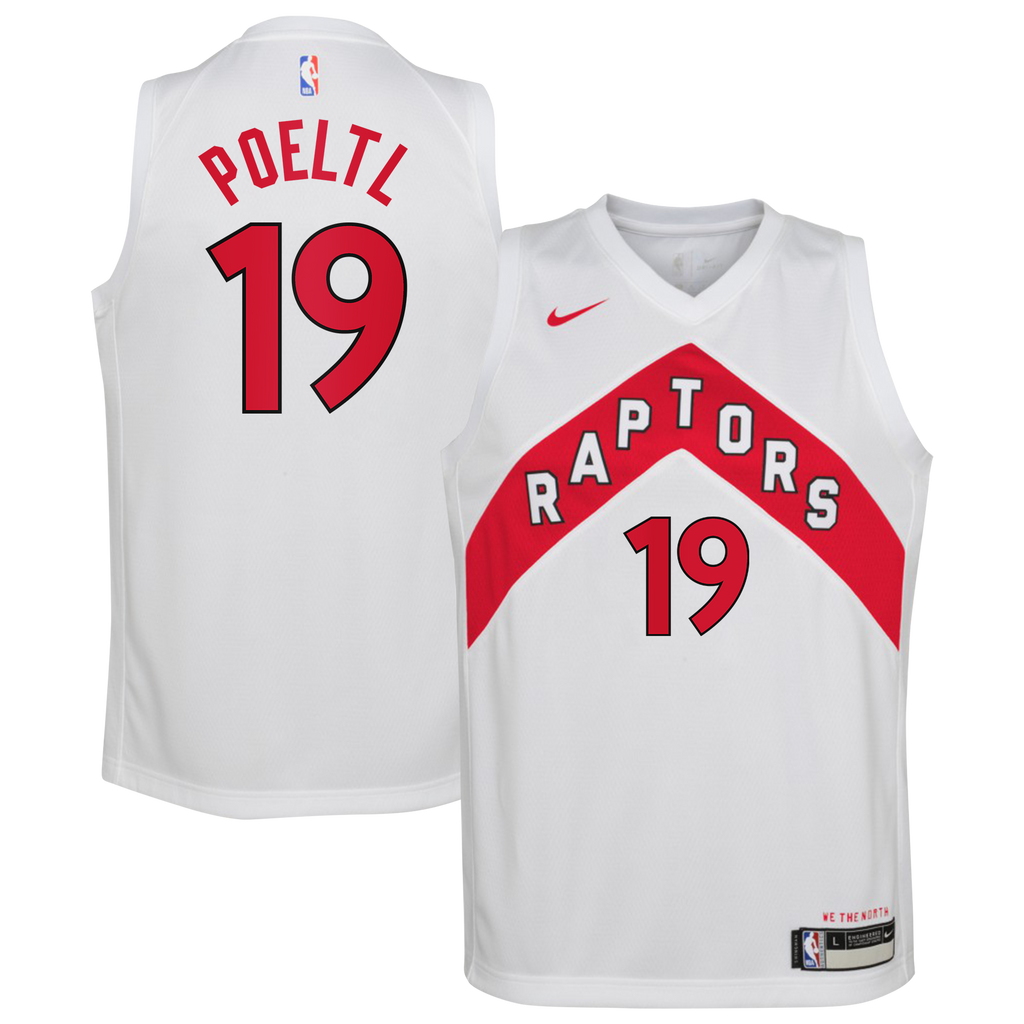 Toronto Raptors Nike Association Edition Swingman Jersey - White - Jakob Poeltl - Youth product image 1, provided for visual