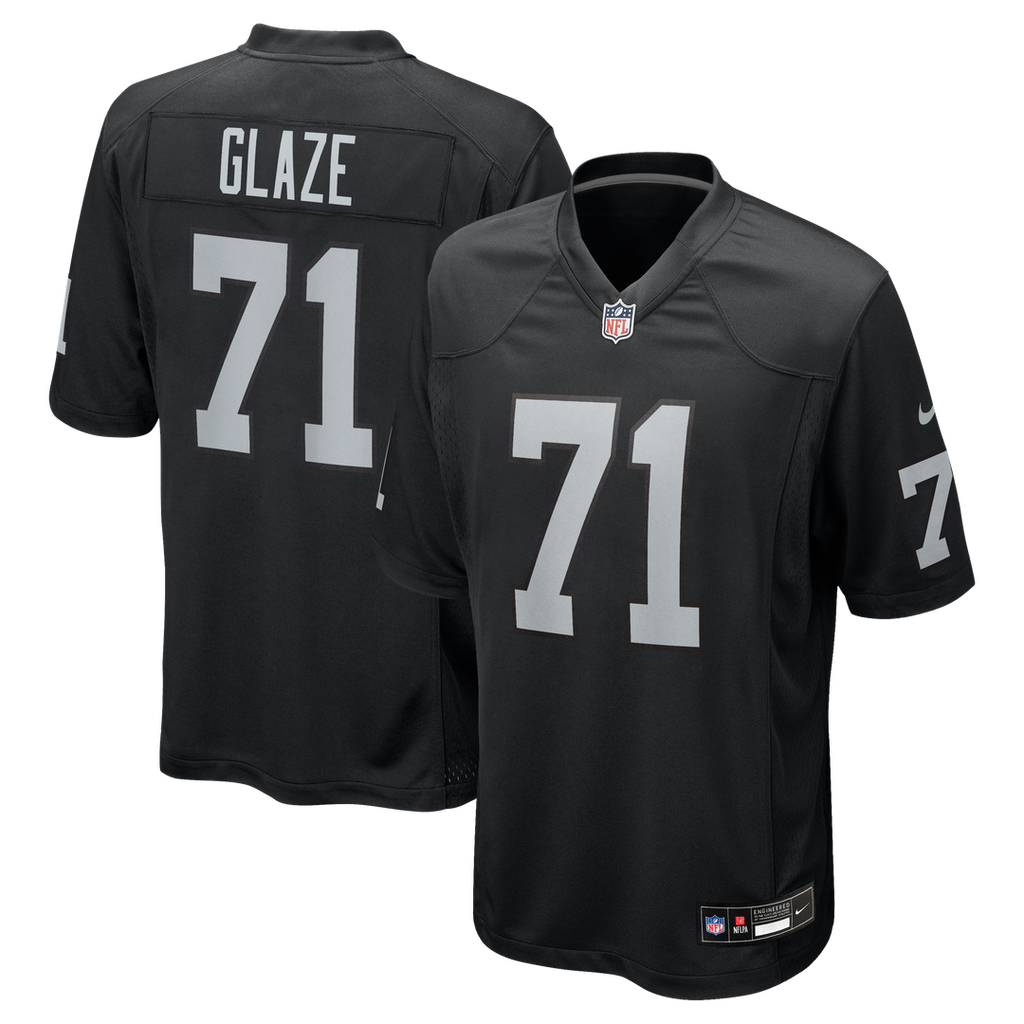 Las Vegas Raiders DJ Glaze Nike Black Team Game Jersey product image 1, provided for visual reference and product detail