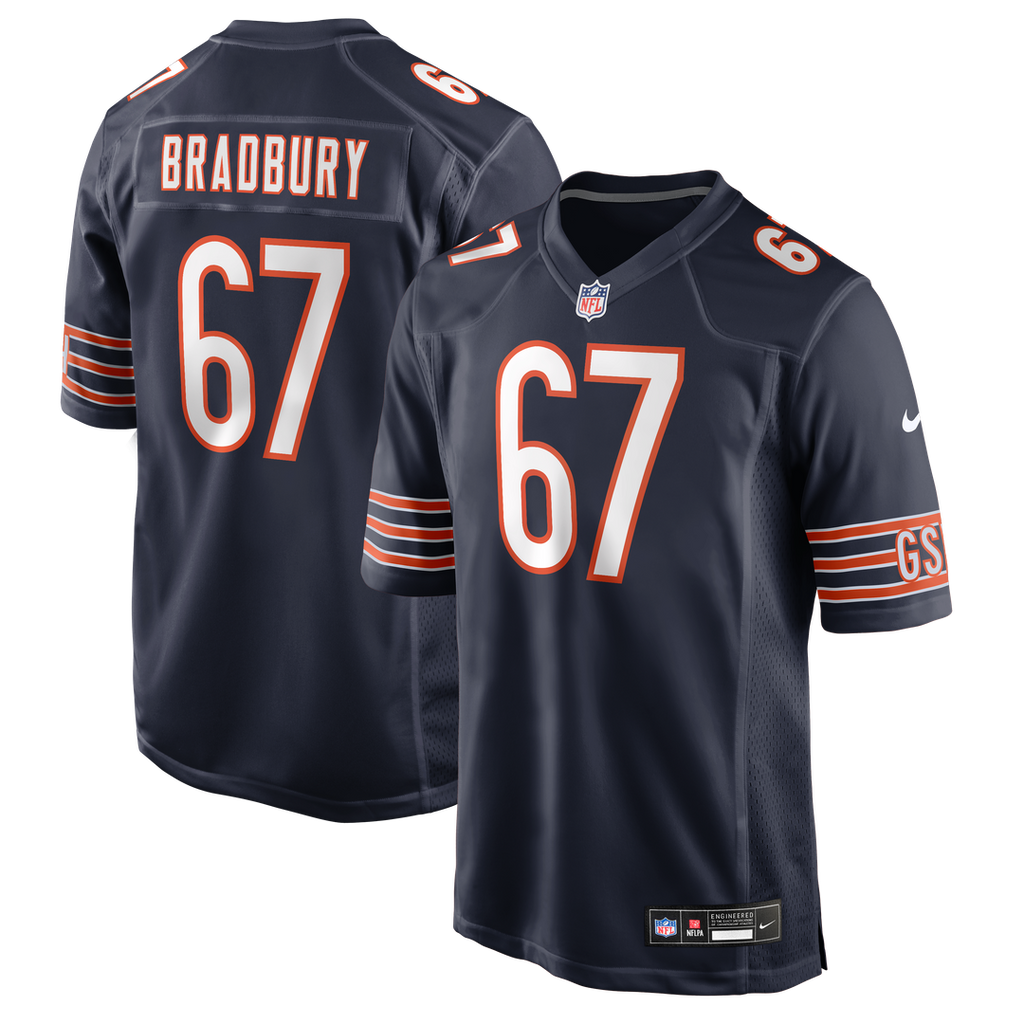 Chicago Bears Garrett Bradbury Nike Navy Team Game Jersey product image 1, provided for visual reference and product detail