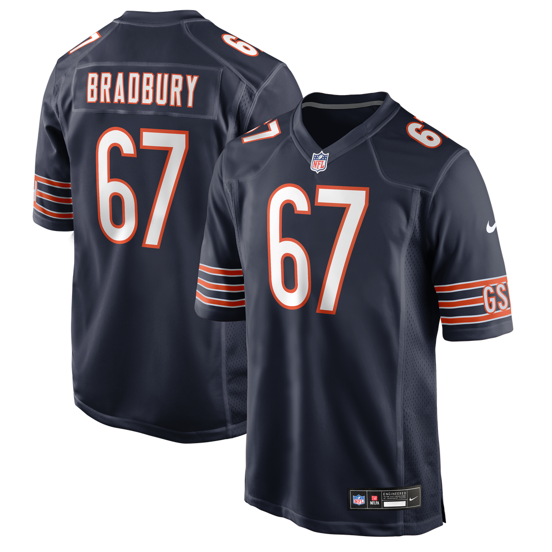 Chicago Bears Garrett Bradbury Nike Navy Team Game Jersey product image 1, provided for visual reference and product detail