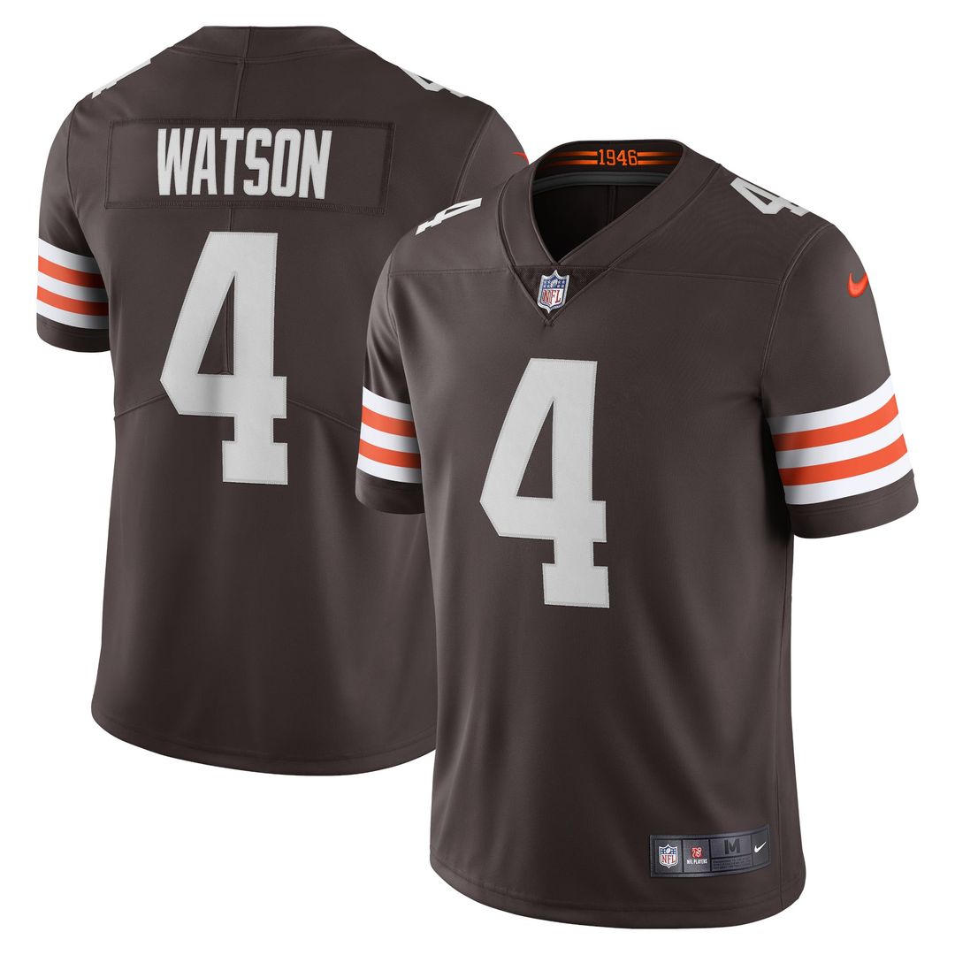 Cleveland Browns Deshaun Watson Nike Brown Vapor Limited Jersey product image 1, provided for visual reference and product