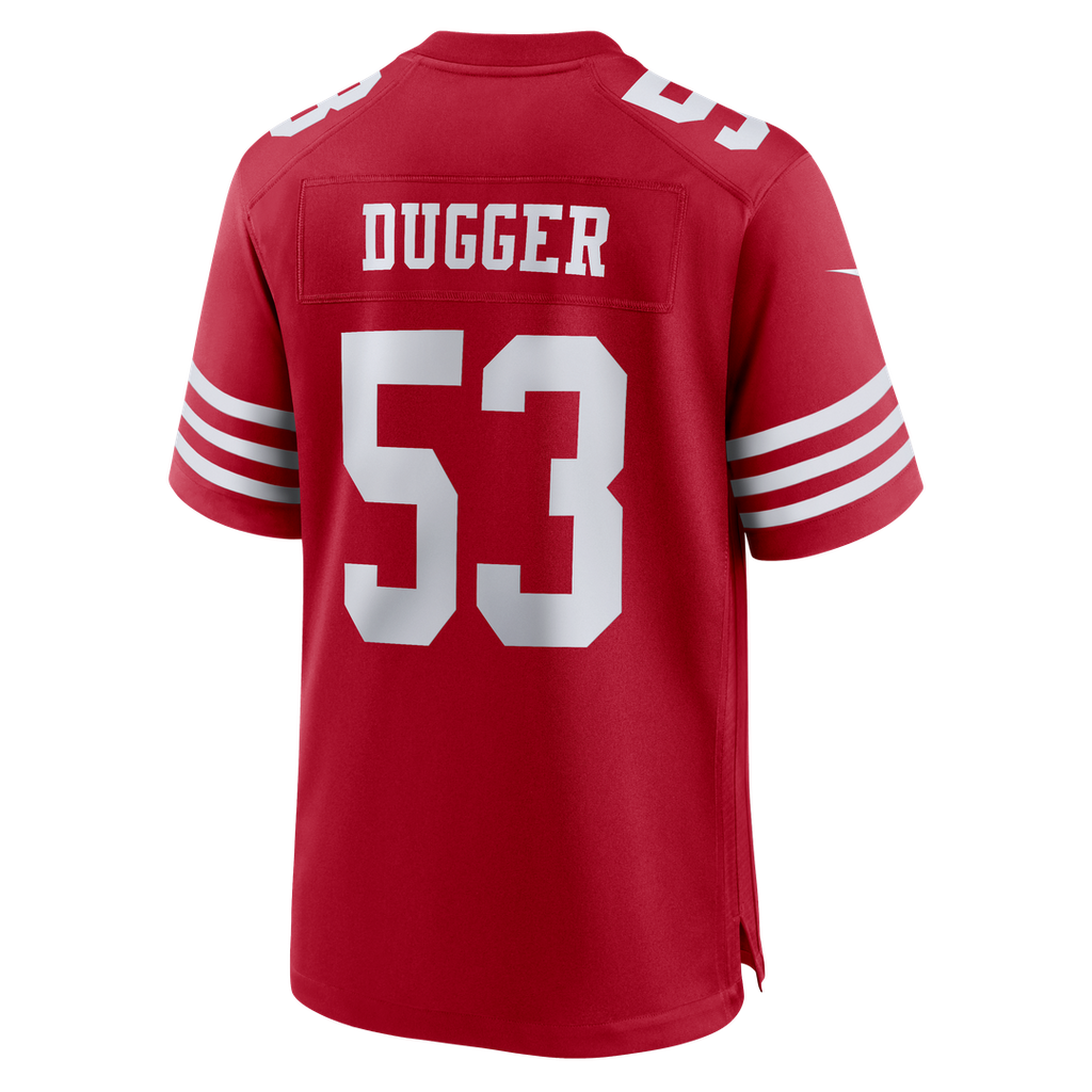 San Francisco 49ers Jaden Dugger III Nike Scarlet Team Game Jersey product image 5, provided for visual reference and