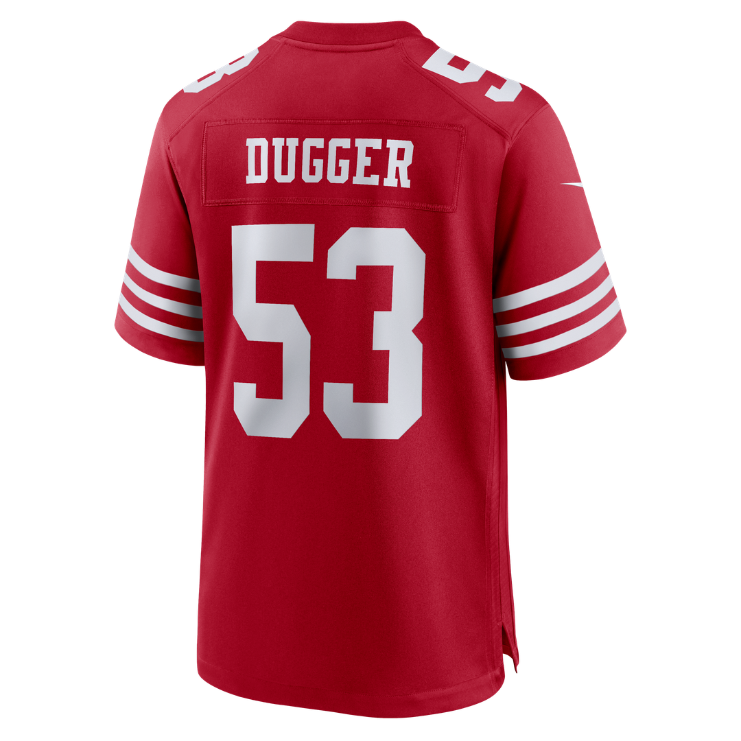 San Francisco 49ers Jaden Dugger III Nike Scarlet Team Game Jersey product image 5, provided for visual reference and