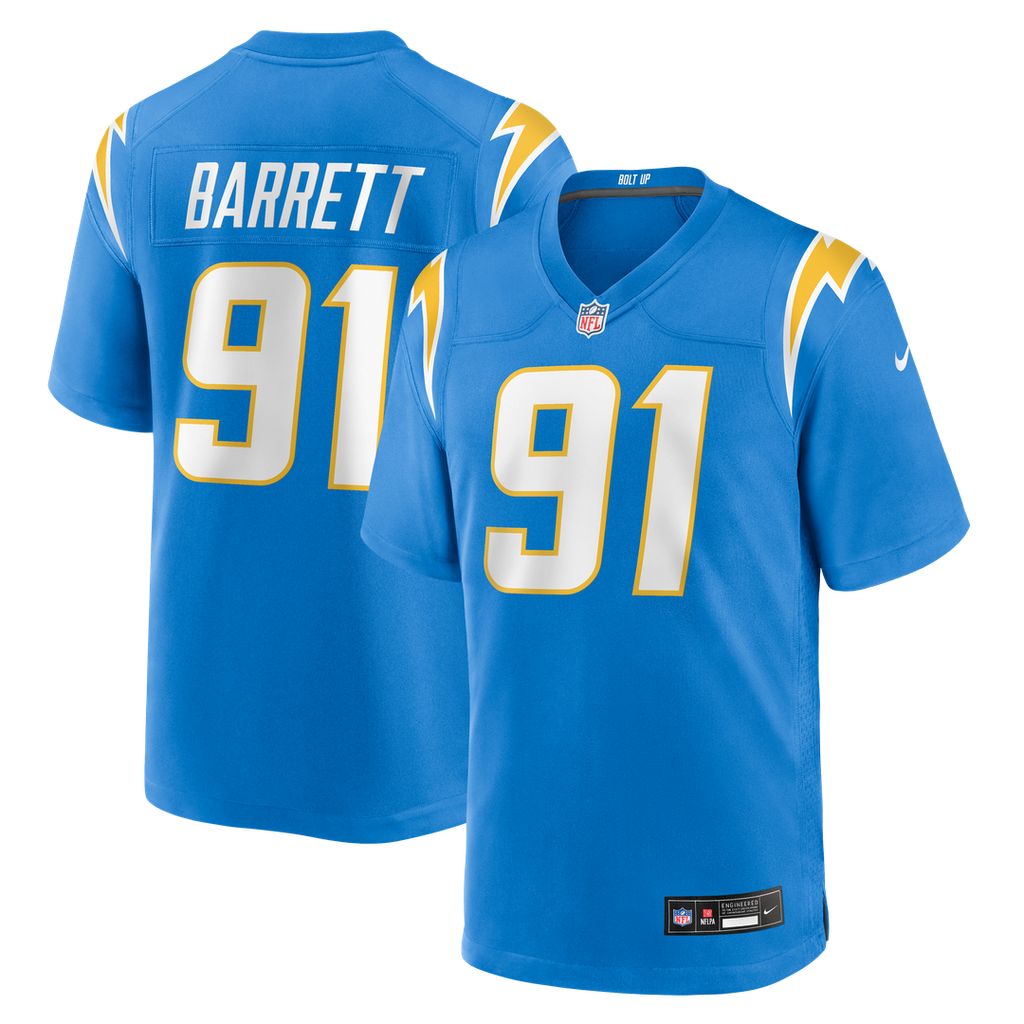 Los Angeles Chargers Nick Barrett Nike Powder Blue Team Game Jersey product image 1, provided for visual reference and