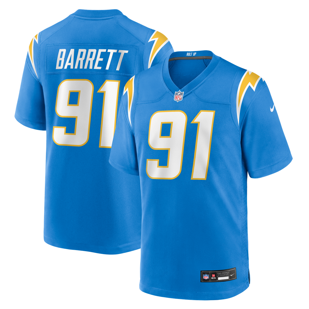 Los Angeles Chargers Nick Barrett Nike Powder Blue Team Game Jersey product image 1, provided for visual reference and