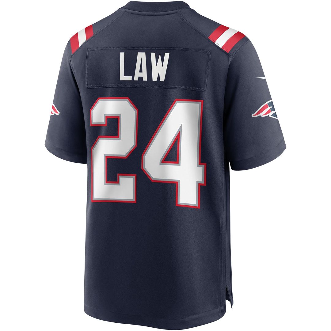 New England Patriots Ty Law Nike Navy Game Retired Player Jersey product image 3, provided for visual reference and product