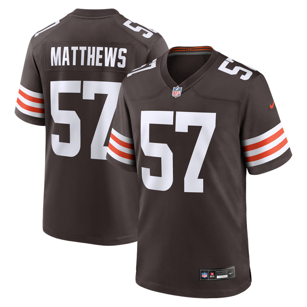 Cleveland Browns Clay Matthews Nike Brown Game Retired Player Jersey product image 1, provided for visual reference and