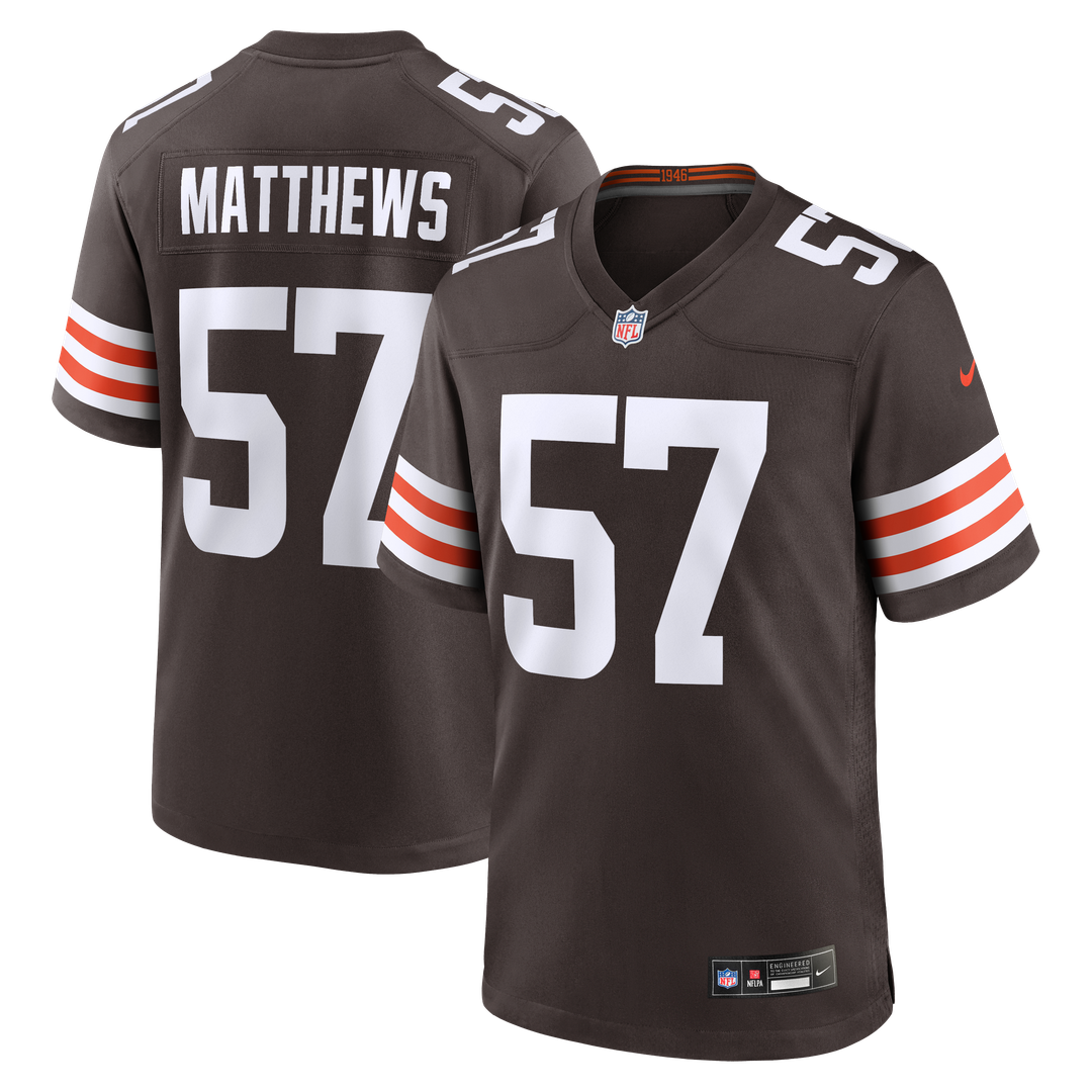Cleveland Browns Clay Matthews Nike Brown Game Retired Player Jersey product image 1, provided for visual reference and