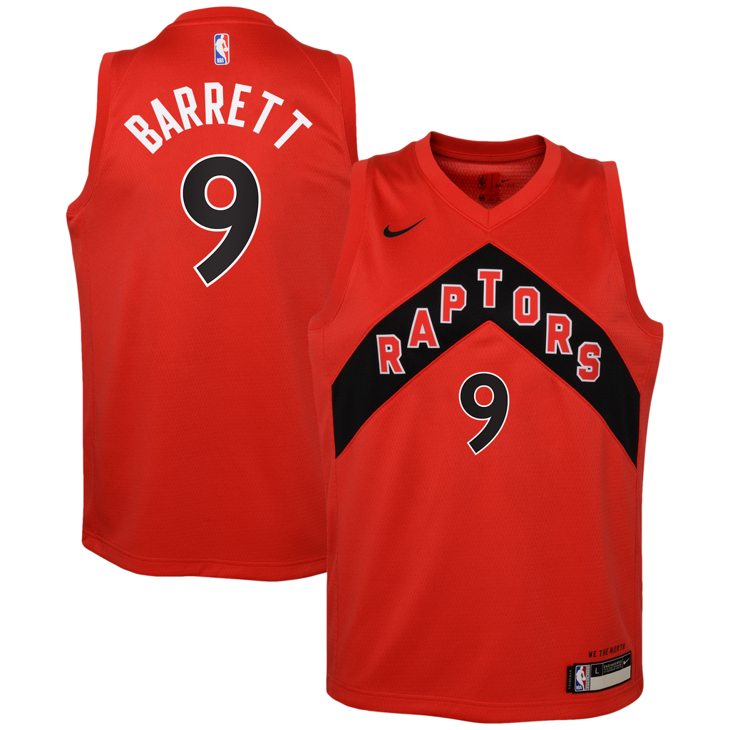 Toronto Raptors Nike Icon Edition Swingman Jersey - Red - RJ Barrett - Youth product image 2, provided for visual reference