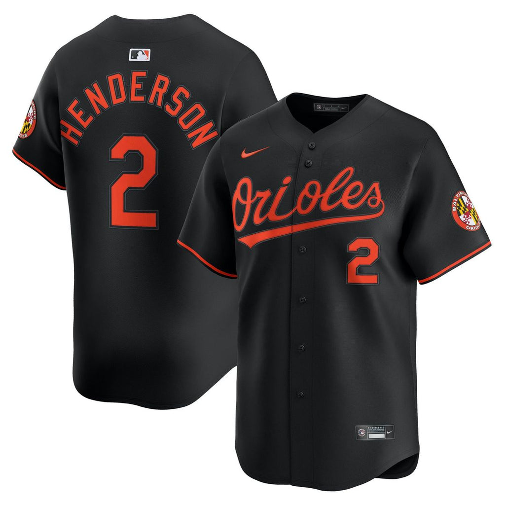 Baltimore Orioles Gunnar Henderson Nike Black Alternate Limited Player Jersey product image 1, provided for visual reference