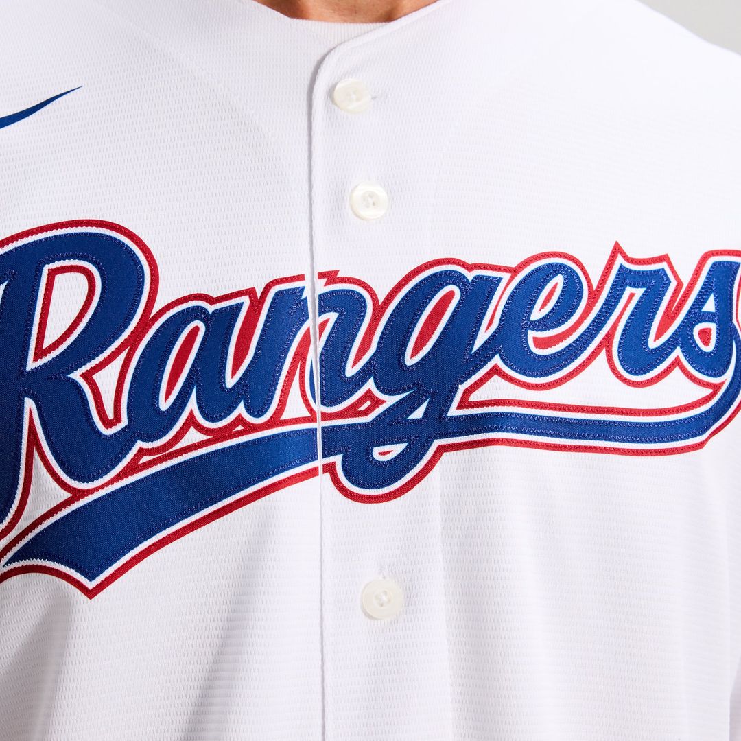 Texas Rangers Nike White Home Replica Team Jersey product image 10, provided for visual reference and product detail review