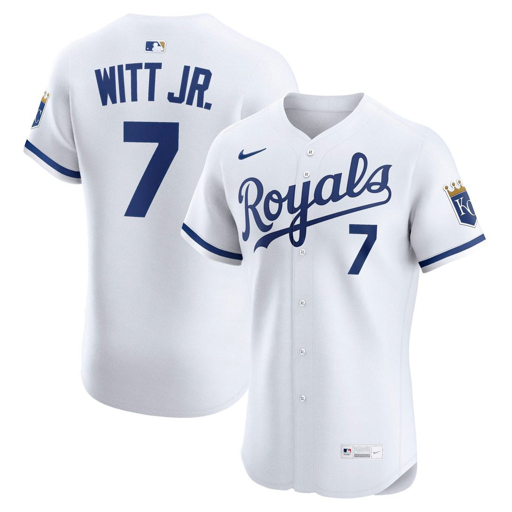 Kansas City Royals Bobby Witt Jr. Nike White Home Elite Player Jersey product image 4, provided for visual reference and
