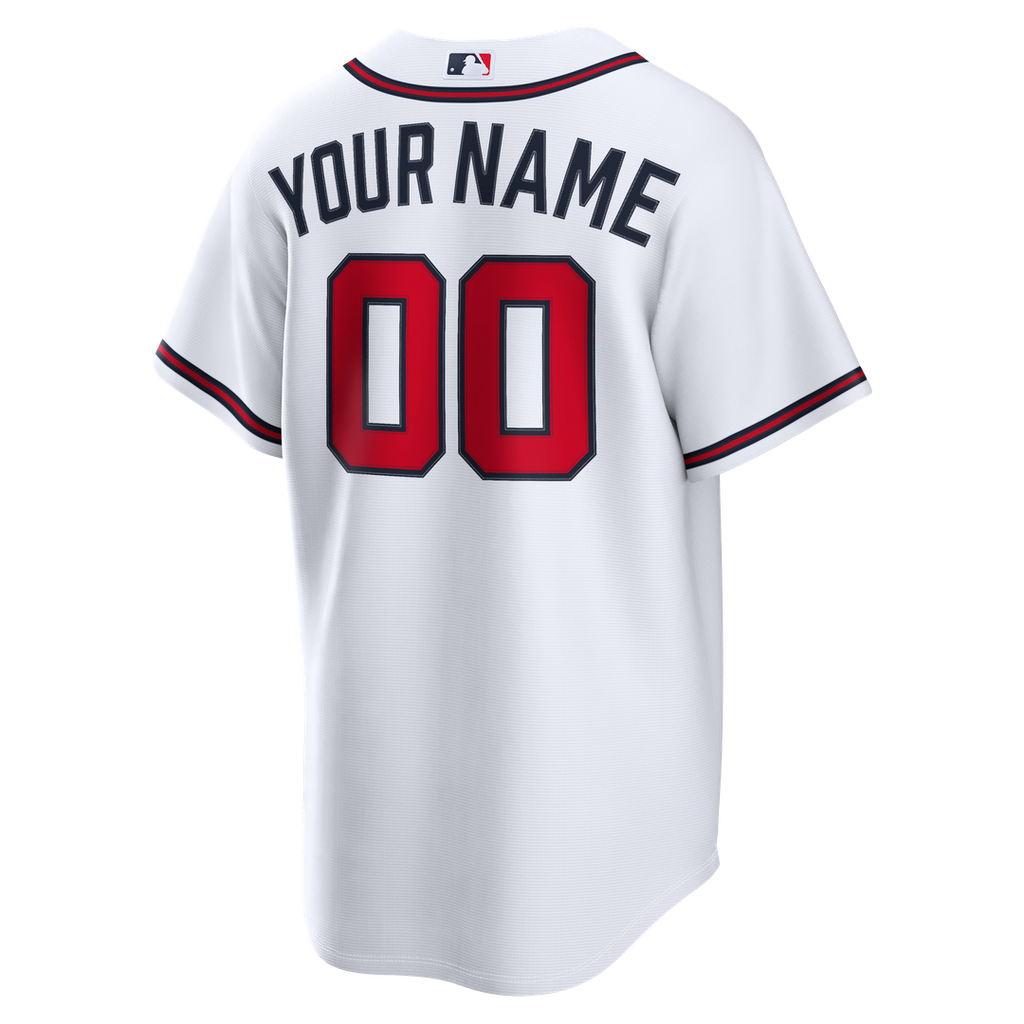 Atlanta Braves Nike White Home Stadium Custom Jersey product image 3, provided for visual reference and product detail review
