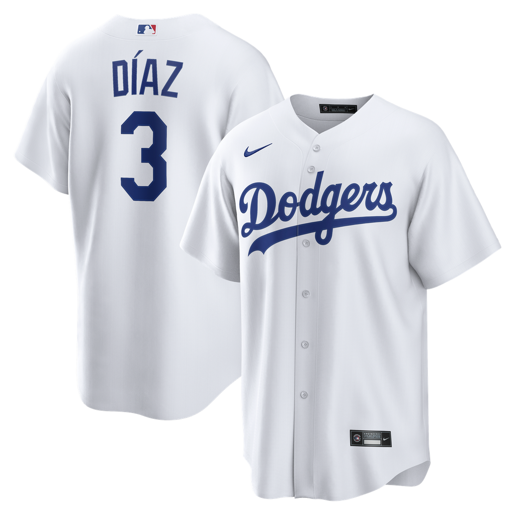 Los Angeles Dodgers Edwin Díaz Nike White Home Replica Jersey product image 1, provided for visual reference and product