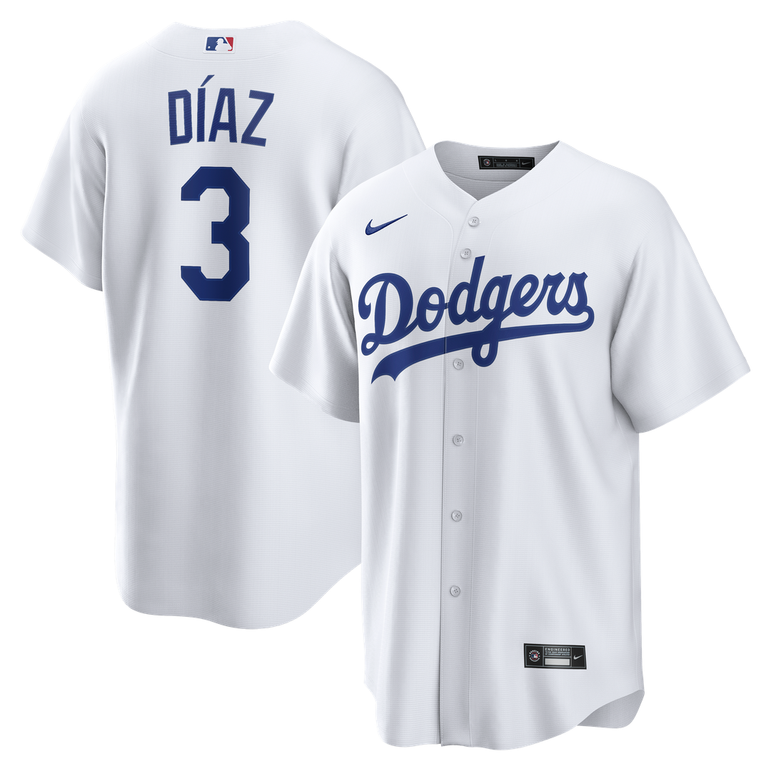 Los Angeles Dodgers Edwin Díaz Nike White Home Replica Jersey product image 1, provided for visual reference and product