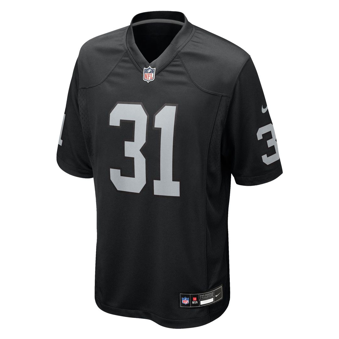 Las Vegas Raiders Raheem Mostert Nike Black Team Game Jersey product image 2, provided for visual reference and product