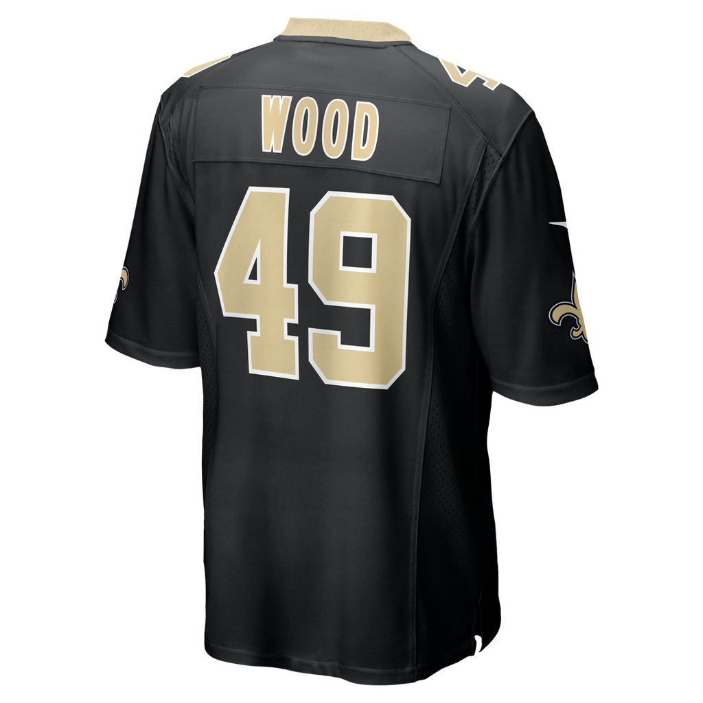 New Orleans Saints Zach Wood Nike Black Game Jersey product image 3, provided for visual reference and product detail review