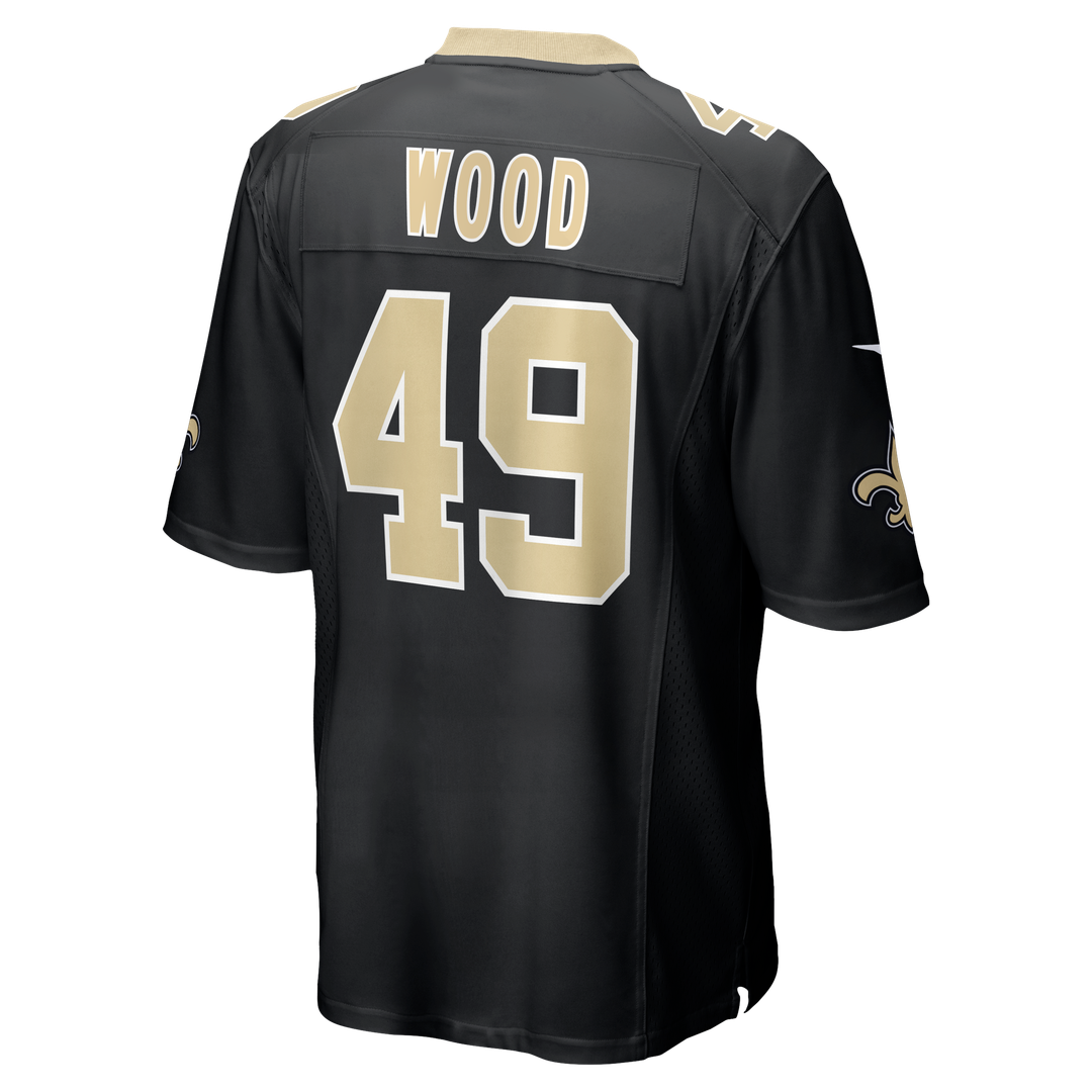 New Orleans Saints Zach Wood Nike Black Game Jersey product image 3, provided for visual reference and product detail review