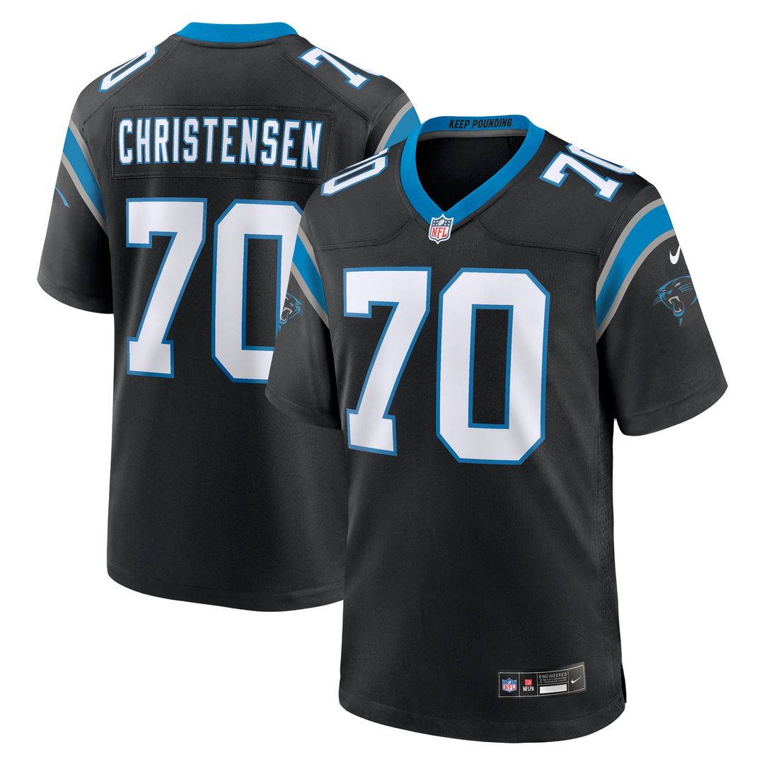 Carolina Panthers Brady Christensen Nike Black Team Game Jersey product image 1, provided for visual reference and product