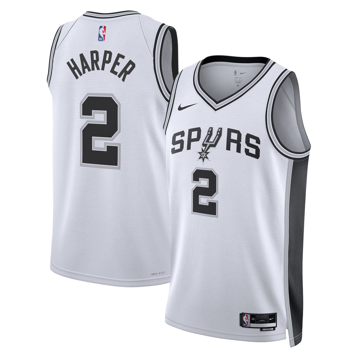 San Antonio Spurs Nike Association Edition Swingman Jersey NBA 2025 First Round Draft Pick - White - Dylan Harper - Unisex